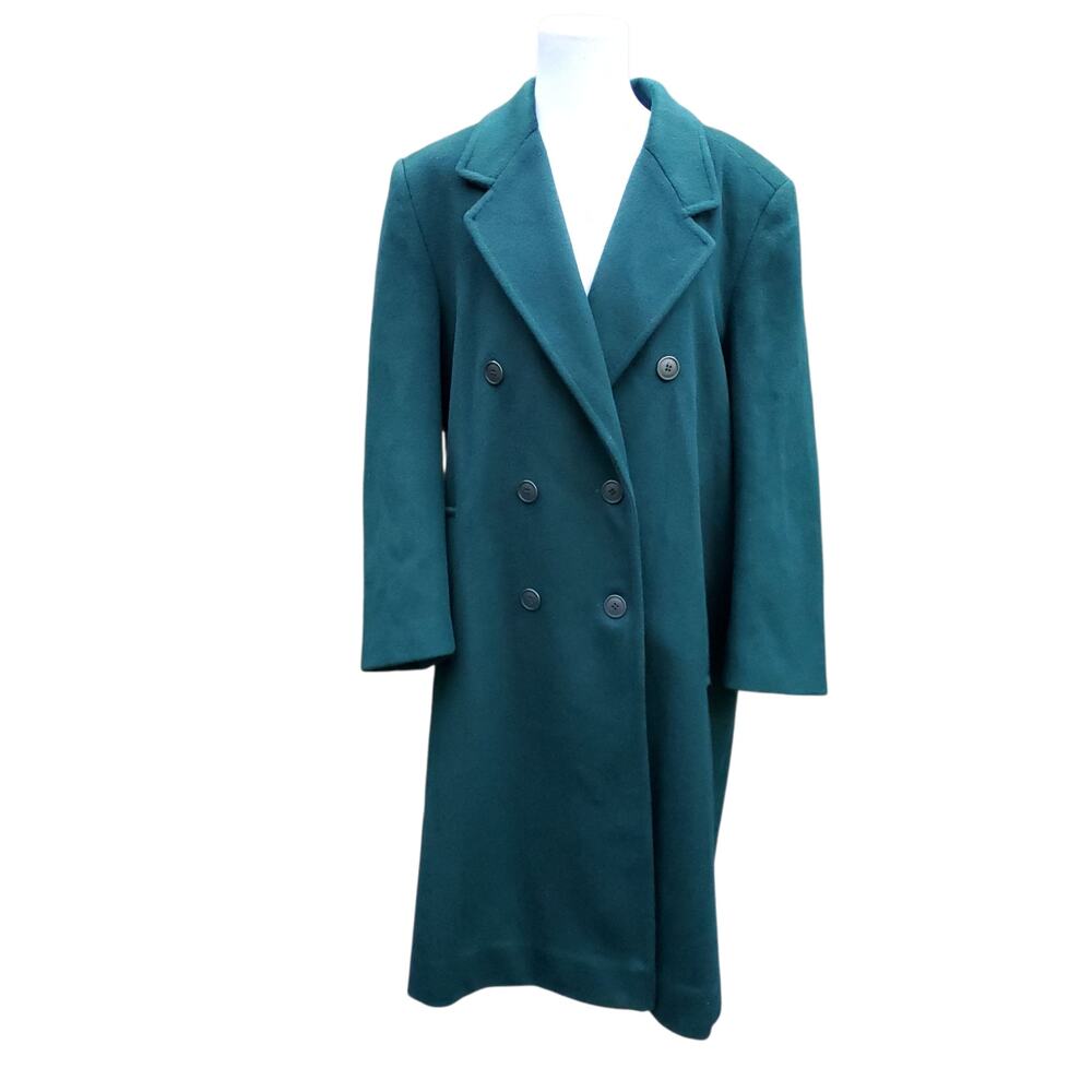 Vintage Forecaster Green Wool  Double Breasted Winter Trench Coat 13 /14 Petite